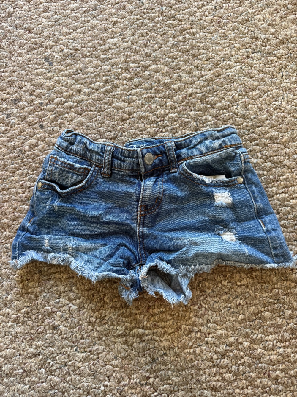 art class Distressed Blue Denim Shorts with Frayed Hem